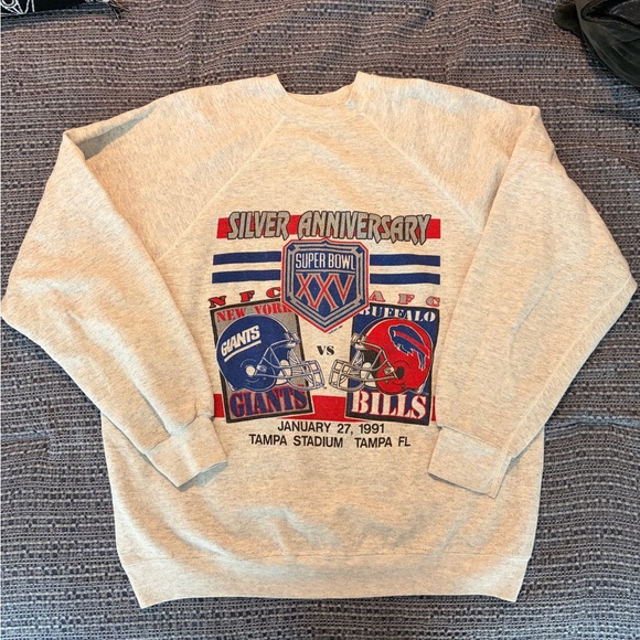 Tultex Other - Men's Vintage Super Bowl XXV Silver Anniversary Sweatshirt - Gray